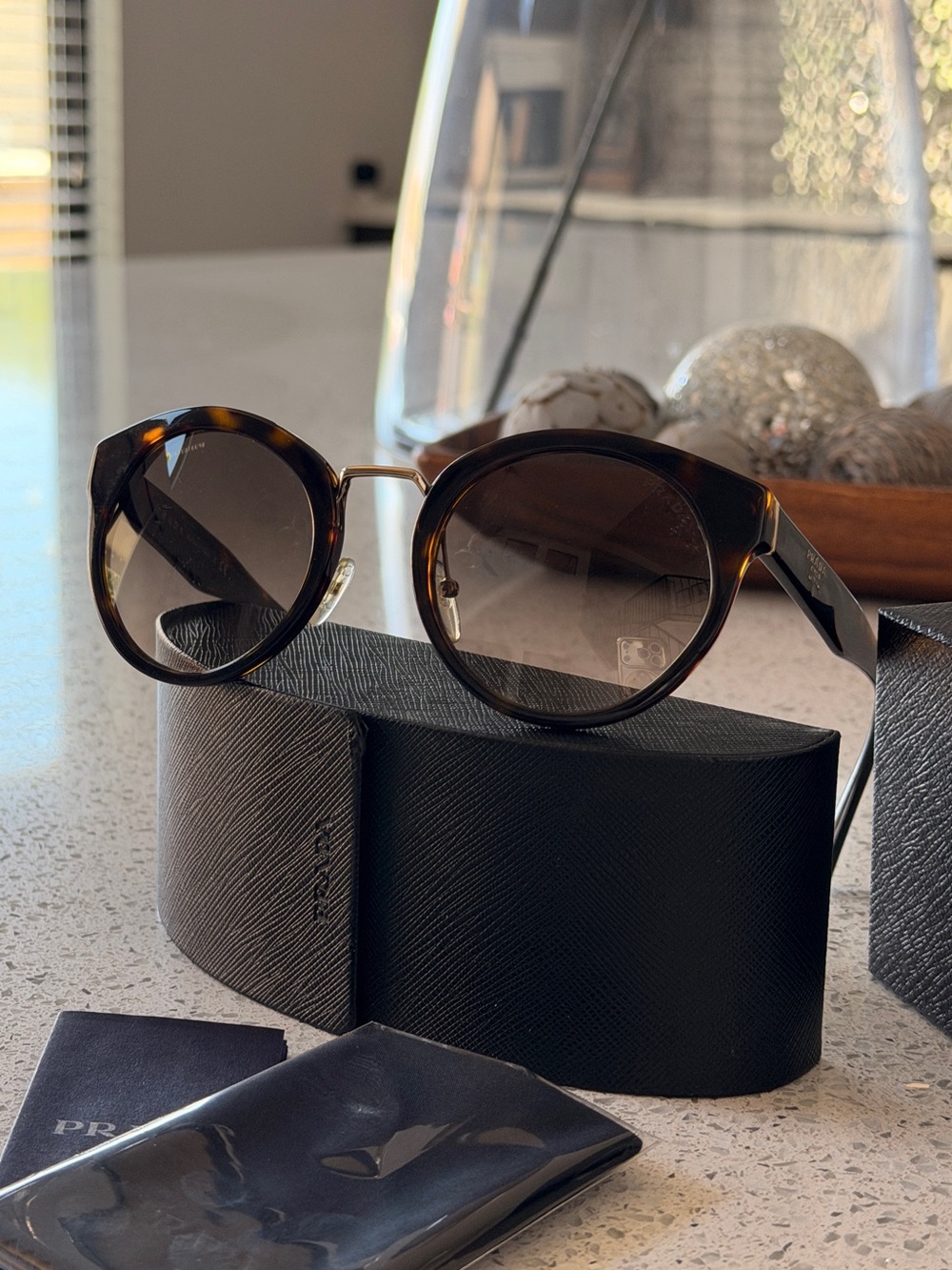 Prada Tortoiseshell Round Sunglasses - Brown Lenses - Picture 5 of 12